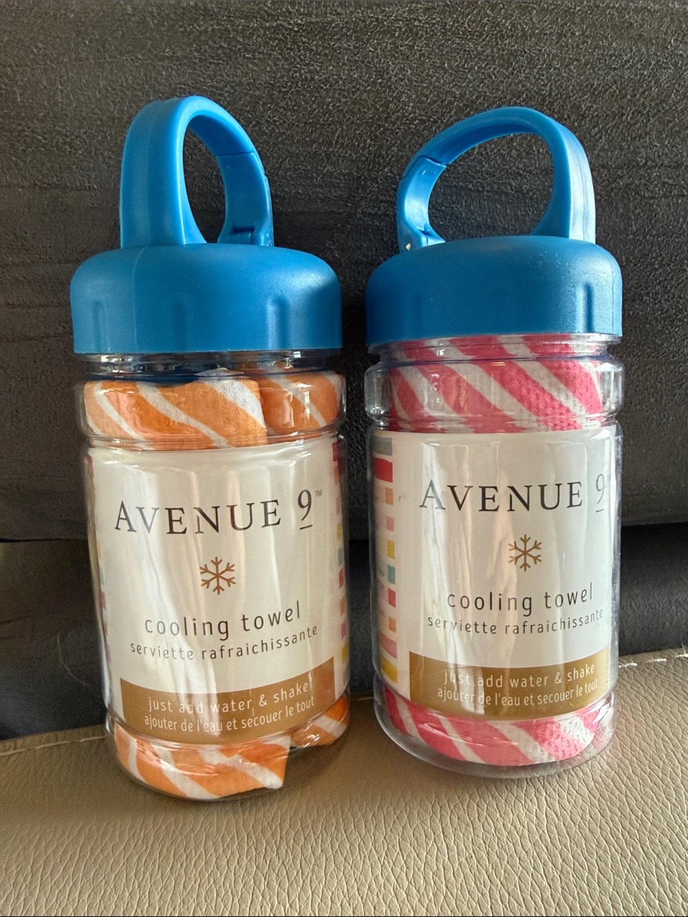 Avenue Cooling Towels Lot Orange Stripes & Pink Stripes NEW